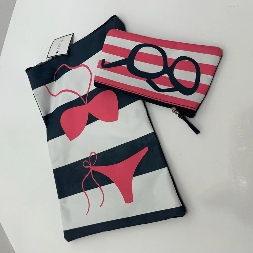 NWT Macys 2 Piece Swim Bikini / Cosmetic and Travel Bag Set